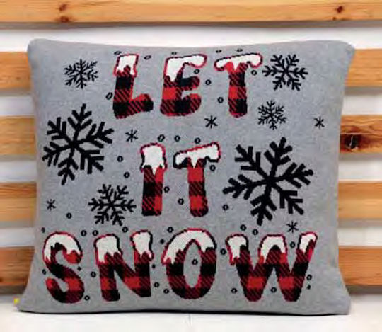 Liolios Home Weihnachtsdekoratives Kissen Let It Snow Platz Gray 50x50cm