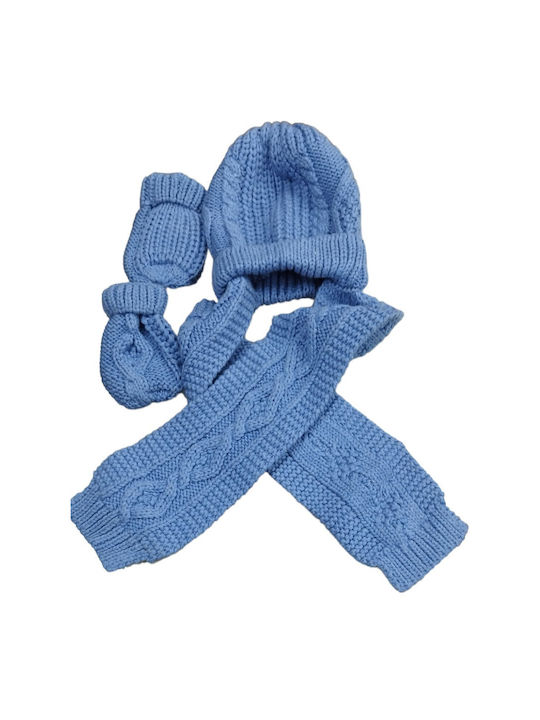 Mayoral Kinder Mütze Set mit Schal & Handschuhe Gestrickt Blau