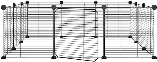 vidaXL Rodents Cage Pet Cage with 12 Panels and Door Black 35x35x