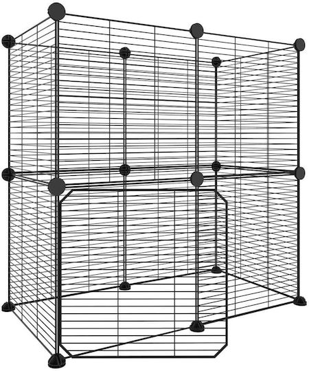 vidaXL Nagetierkäfig Haustierkäfig mit 12 Paneelen + schwarze Tür 1,5 cm 35x35x