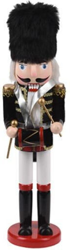 Weihnachts-Nussknacker Schwarz aus Hölzernes mit Trommel Höhe 38cm.