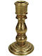 CANDLE HOLDER 7.5X14CM GOLD (POLYESTER)