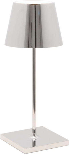Zafferano Polinda Mini Metall Tischlampe LED mit Silber Schirm und Basis