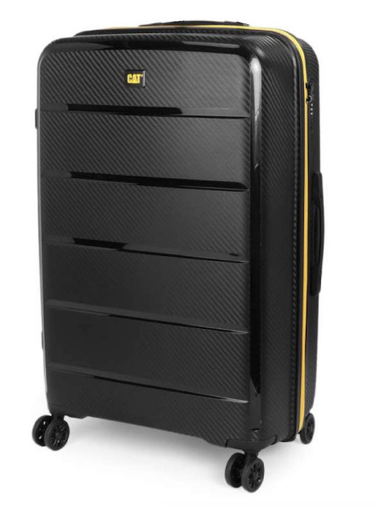 CAT Nested Large Travel Suitcase Hard Black with 4 Wheels Height 70cm 84379-01