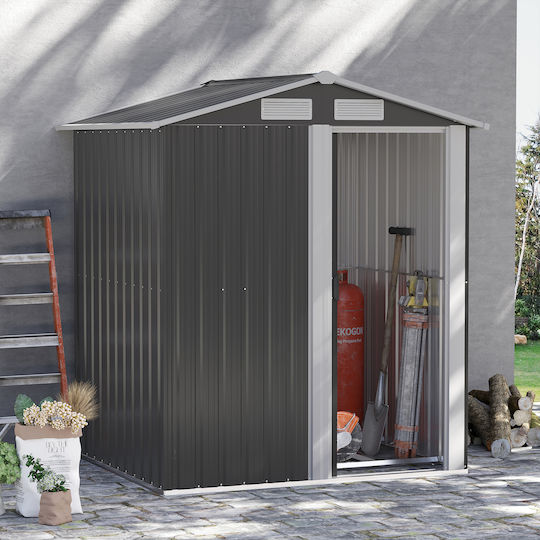 Depozit Metalic de Grădină Galvanizat 1.52x1.32x1.88m Depozit Metalic de Grădină Galvanizat 1.52x1.32x1.88m