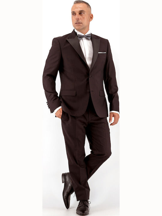 Men's Winter Suit with Vest Burgundy