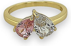 Prince Silvero Γυναικείο Δαχτυλίδι με Ζιργκόν από Ασήμι Επιχρυσωμένο