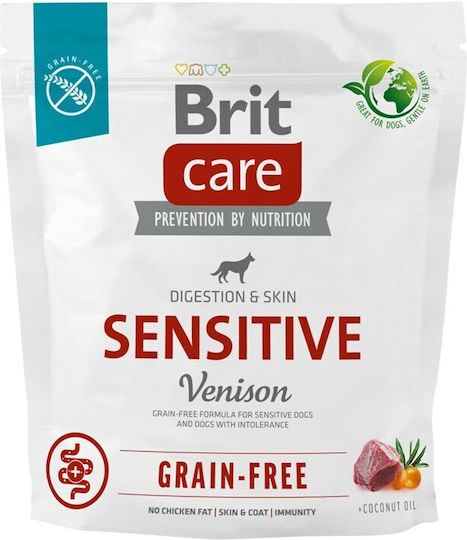 Brit Care Sensitive 1kg Dry Food Grain-Free & Gluten-Free for Adult Dogs with Deer