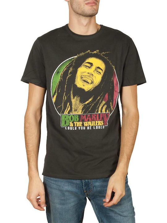 Amplified Bob Marley Will You Be Loved T-shirt Gray Cotton ZAV210C95