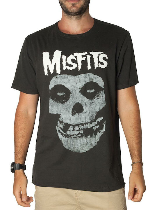 Amplified Misfits Skull Logo T-shirt Μαύρο Βαμβακερό