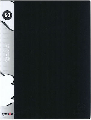 Typotrust Clipboard Flexible with 60 plastic sleeves Slides for Paper A4 Black 1pcs