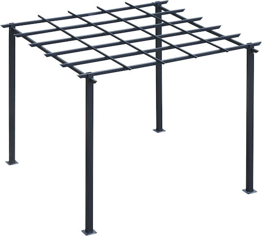 Pergolă De Grădină Din Metal Negru 300x300x230cm