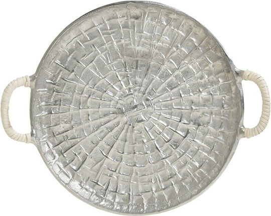 Inart Tavă Decorativă Aluminiu Dreptunghiulară Argint 41x34x6cm 1buc