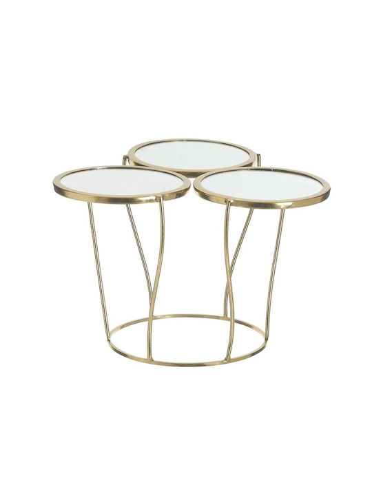 Inart Metallic Dessert Divided Serving Plate with 3 Slots Gold Ø30cmxY20cm