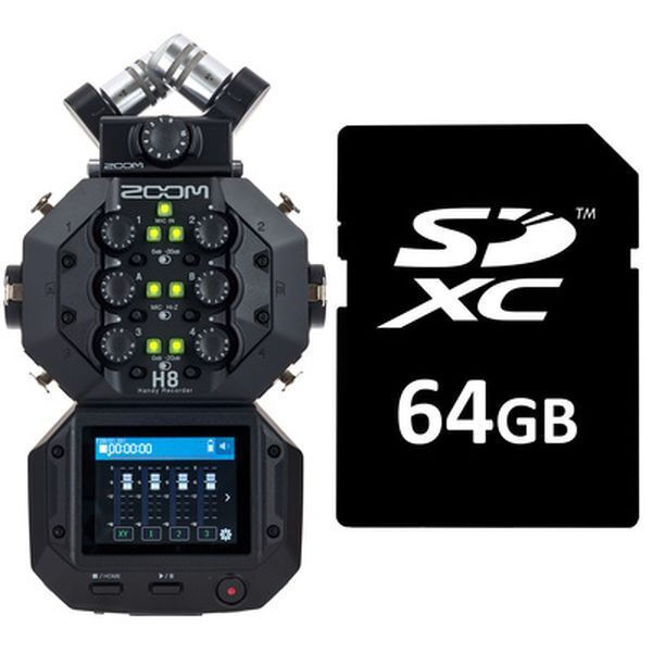 Zoom H8 SD Card Bundle Πολυκάναλος Ψηφιακός Φορητός Εγγραφέας Μπαταρίας