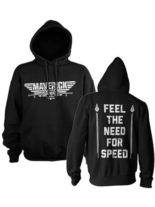 Φούτερ με Κουκούλα Top Gun Maverick Need For Speed σε Μαύρο χρώμα