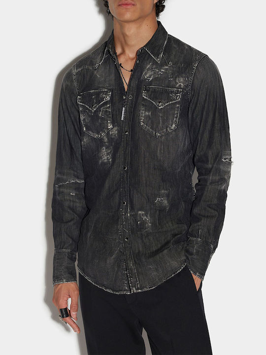 Langärmlig Jeans Hemd Schwarz