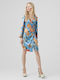 Renee Noa Summer Mini Evening Dress Satin Wrap Light Blue