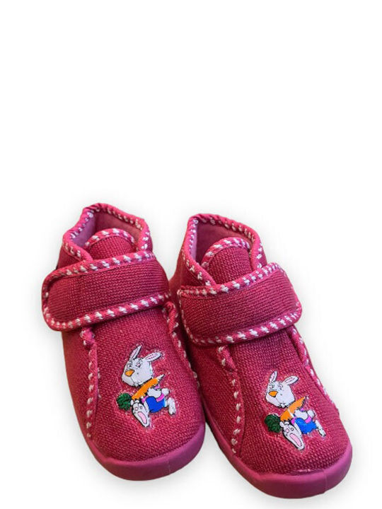 Children's slippers for house for girl with bunny Fuchsia