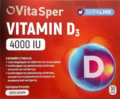 Vitasper Vitamin D3 Vitamin für Unterstützung des Immunsystems 4000iu 30 Registerkarten