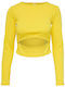 Only Women's Crop Top Cotton Long Sleeve Passion Fruit