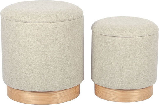 Scaune Camera de zi cu Spațiu de Stocare Îmbrăcat în Țesătură Beige / Gold 2buc 37x37x42buc