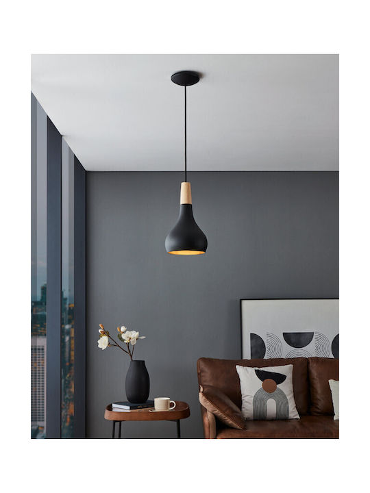 Eglo Sabinar Pendant Light Black Bell with Socket E27 18cm