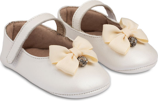 Babywalker Christening Leather Pumps Soft Sole Ecru