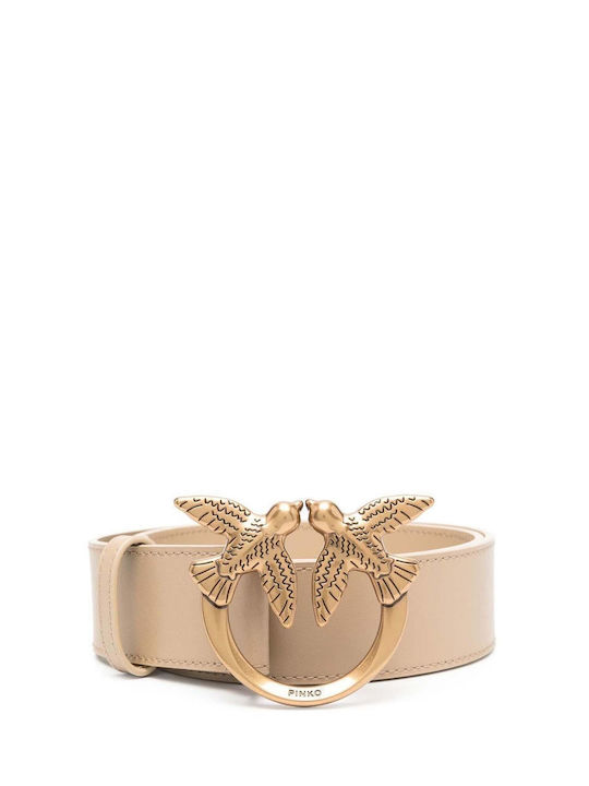 Pinko Love Berry H4 Leather Women's Belt Beige