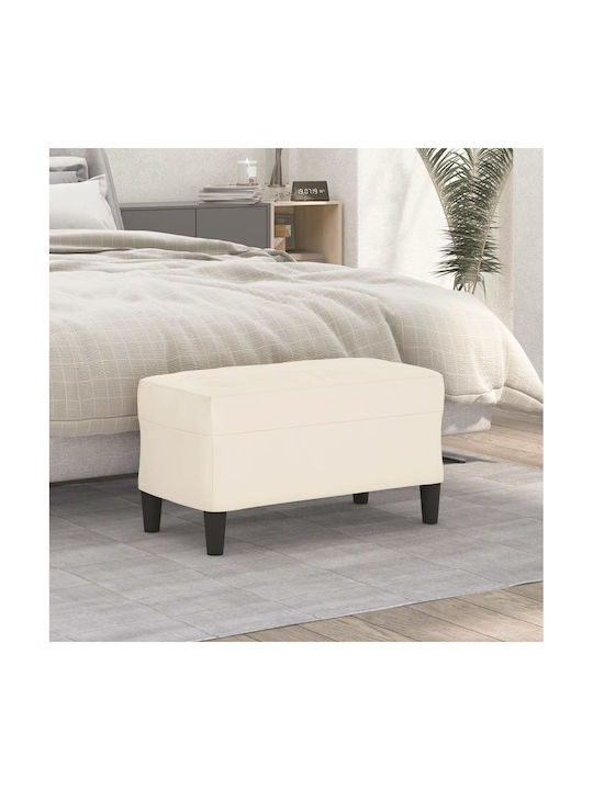 Velvet Upholstered Bench Stool Cream 70x35x41 cm