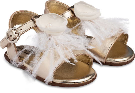 Babywalker Βαπτιστικά Δερμάτινα Πέδιλα Χρυσά