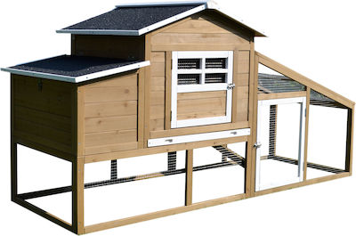 Pawhut Wooden Poultry Coop 2-Level L2 x W1.05 x H0.8m