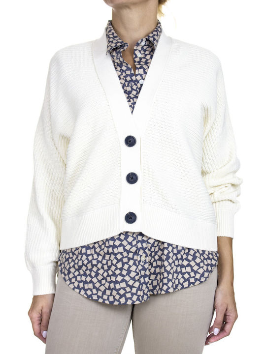 Tom Tailor Short Women's Knitted Cardigan with Buttons Beige.