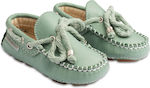 Babywalker Baptism Leather Moccasins Green