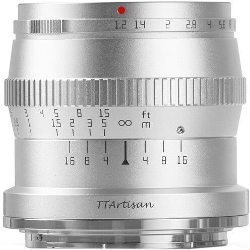 TTArtisan Crop Obiectiv Foto 50mm f/1.2 Fix Pentru Montaj Canon EF-M Argintiu