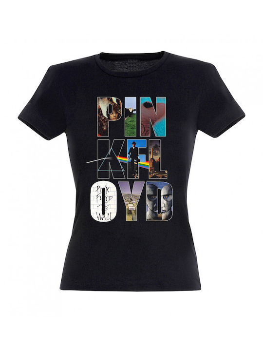 Pegasus Logo Album Covers Letters Damen T-shirt Pink Floyd Schwarz PEG00077