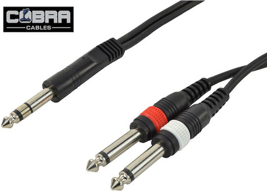 Cobra Cable 6.3mm male - 2x 6.3mm male 0.5m (CL120-005)