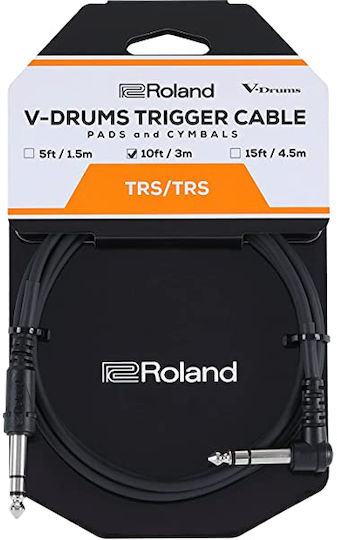 Roland V-Drums Trigger Кабел 6,3 мм мъжки - 6,3 мм мъжки 3м Черен (PCS-10-TRA)