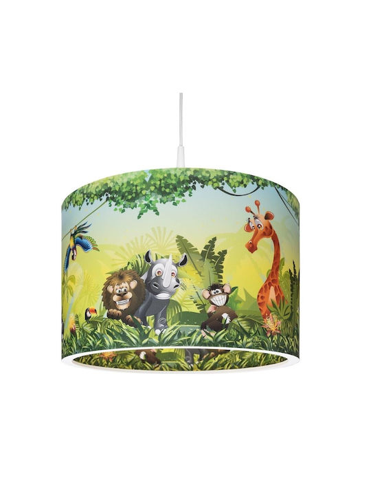 Elobra Ζωάκια της Ζούγκλας Single Bulb Kids Lighting Pendant of Fabric 40W with Drive Size E27 In Green Colour