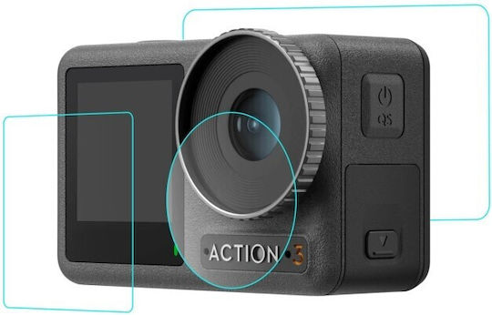 Puluz 3 in 1 Tempered Glass Προστασία Φακού για DJI Osmo Action 3