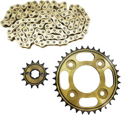 CHAIN & SPROCKET SET 428H-104L 35X14T GOLD HONDA INNOVA 125 HUA DING