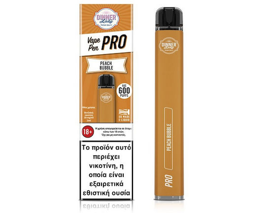 Dinner Lady Pro Disposable Electronic Cigarette 600 Puffs Peach Bubble 2ml 20mg Peach Bubble Coffee 1pcs