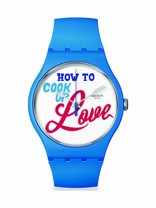 Swatch Recipe Love Ανδρικό Ρολόι 41mm Μπαταρίας με Μπλε Καουτσούκ Λουράκι
