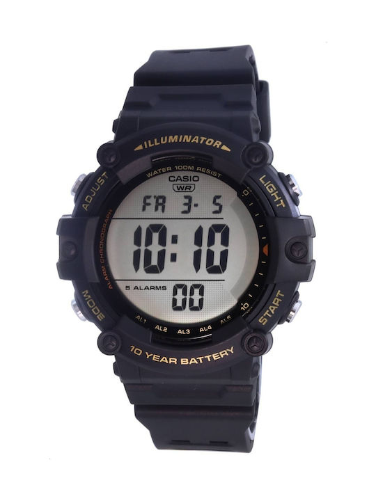 Casio Digital Watch Chronograph Battery with Black Rubber Strap