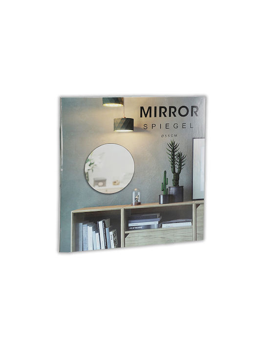 Zaros Wall Mirror with Black Frame Diameter 55cm 1pcs