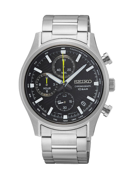 Seiko Urban Sports Ανδρικό Ρολόι 42mm Χρονογράφος Μπαταρίας με Ασημί Μεταλλικό Μπρασελέ