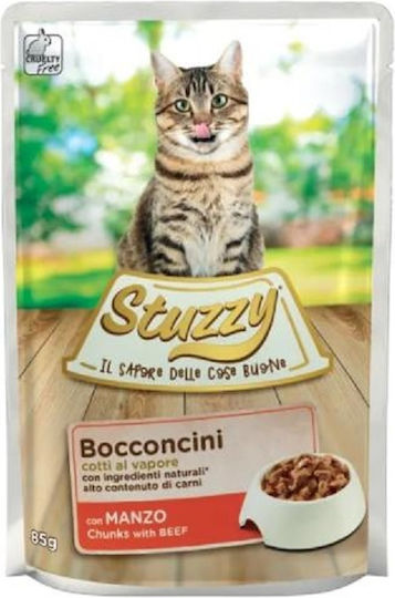 Stuzzy Pouch Wet Food for Adult Cats in Pouches with Beef 85gr