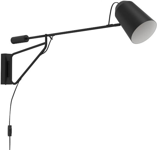 Eglo Loreto Classic Wall Lamp with Power Outlet and E27 Socket Black 14x14x35cm