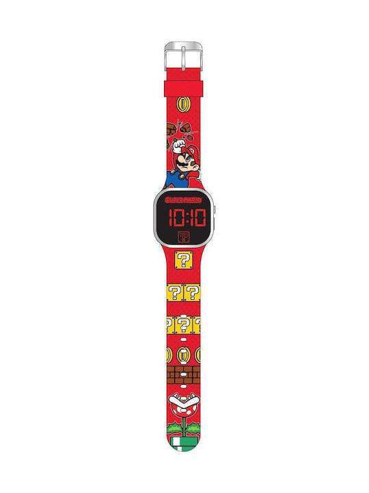 Kids Licensing Παιδικό Ψηφιακό Ρολόι 35mm Super Mario Κόκκινο