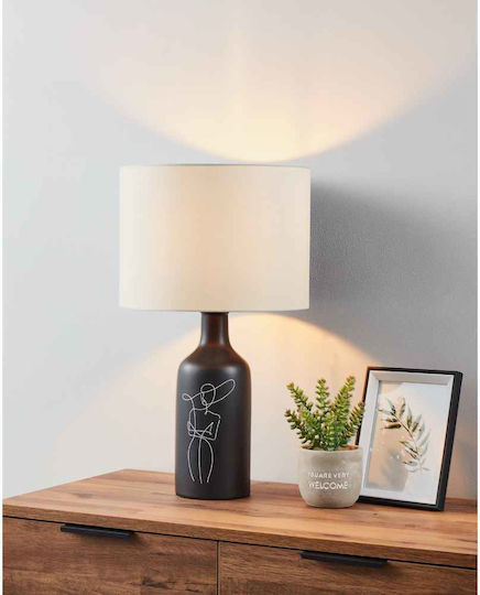 Eglo Vinoza Ceramică Lampă de masă pentru Soclu E27 cu Abajur Alb și Bază Negru